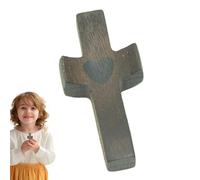 Croix en bois - artisanat naturel, croix de poche, fidget relaxant | en bois lisse pour prière, accessoire portable pour la méditation et l'encouragement