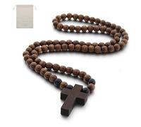 Croix en bois avec chapelet catholique, Natrual en bois d'olivier dans un sac en lin, mini croix pour prière, méditation, cadeaux religieux ou décorations de collier
