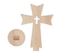Croix en Bois Inachevée sur Pied pour Bureau, Déco Religieuse | Bois de Chêne Beige, Surface Diy, Style Rustique, pour Église, Table de Chevet, Pâques