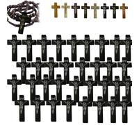 Croix en bois pour travaux manuels - Croix de poche contenant 60 breloques en forme de croix,pendentifs en bois naturel pur pour prières à l'église,Pâques,cadeaux chrétiens,bricolage de bijoux (D)
