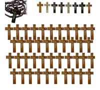 Croix en bois pour travaux manuels - Croix de poche contenant 60 breloques en forme de croix,pendentifs en bois naturel pur pour prières à l'église,Pâques,cadeaux chrétiens,bricolage de bijoux (B)