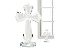 Croix en cristal - Sculpture chrétienne de table de 15,2 cm | Verre à facettes, design à 360°, ornement élégant, crucifix de bureau, groupes d'église, bureaux, familles catholiques, collectionneurs