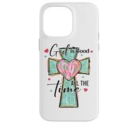 Croix en forme de cœur « God Is Good All The Time » Coque pour iPhone 14 Pro Max