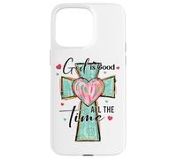 Croix en forme de cœur « God Is Good All The Time » Coque pour iPhone 15 Pro Max