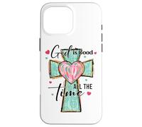 Croix en forme de cœur « God Is Good All The Time » Coque pour iPhone 16 Pro Max