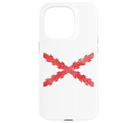 Croix espagnole du drapeau bordeaux croix de saint André scie dent Coque pour iPhone 15 Pro