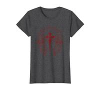 Croix et Ailes Gothiques Egirl Eboy Y2K Emo Alt T-Shirt, Femme, Chiné Foncé, L