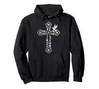 Croix Floral Chrétien Fleur Religieux Pasteur Sweat à Capuche