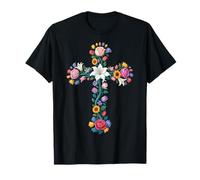 Croix Floral Chrétien Fleur Religieux Pasteur T-Shirt