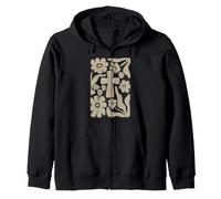 Croix Florale bohème rétro Foi chrétienne Sweat à Capuche