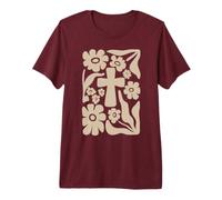Croix Florale bohème rétro Foi chrétienne T-Shirt Haut de Gamme