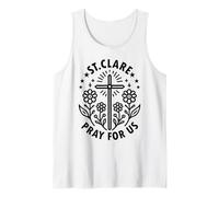 Croix Florale catholique Sainte Claire d'Assise Prie pour Nous Débardeur