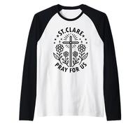 Croix Florale catholique Sainte Claire d'Assise Prie pour Nous Manche Raglan