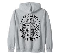 Croix Florale catholique Sainte Claire d'Assise Prie pour Nous Sweat à Capuche