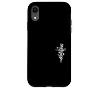 Croix Florale chrétienne Foi Simple Ligne Art Symbole Christ Coque pour iPhone XR