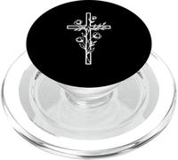 Croix Florale chrétienne Foi Simple Ligne Art Symbole Christ PopSockets PopGrip pour MagSafe