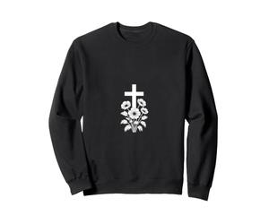 Croix Florale Coquelicot Fleur Foi chrétienne Sweatshirt