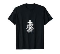 Croix Florale Coquelicot Fleur Foi chrétienne T-Shirt Graphique avec Valeur