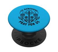 Croix Florale Saint Geneviève Prie for Us PopSockets PopGrip Adhésif