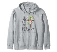 Croix Florale Vintage He is Risen Happy Easter Sweat à Capuche