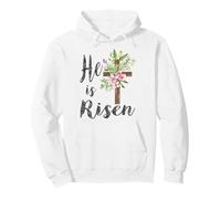 Croix Florale Vintage He is Risen Happy Easter Sweat à Capuche
