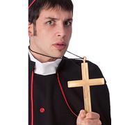 Croix géante en plastique doré avec cordon noir [8291]