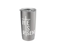 Croix « He Is Risen » - Jésus - Chrétien - Religieux - Pâques Gobelet isotherme en acier inoxydable double paroi