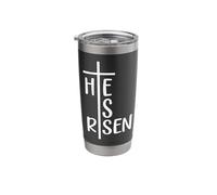 Croix « He Is Risen » - Jésus - Chrétien - Religieux - Pâques Gobelet isotherme en acier inoxydable double paroi