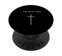 Croix « I Am with You » - Minimaliste Chrétien Religieux Jésus PopSockets PopGrip Adhésif