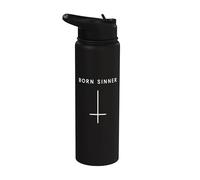 Croix inversée Born Sinner - Satan minimaliste Stainless Steel Insulated Water Bottle