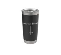Croix inversée « Hell Was Boring » - Satan minimaliste Gobelet isotherme en acier inoxydable double paroi