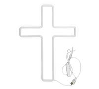 Croix lumineuse néon Jésus décoration murale alimentée par USB croix néon crucifix sacré décorations lumineuses LED suspendues pour salle de culte église Noël Pâques chrétien
