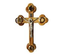 Croix murale en bois d'olivier avec crucifix catholique de Jérusalem