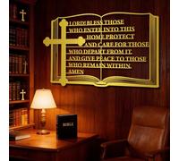 Croix Murale en métal doré avec Verset biblique, décoration Murale chrétienne en métal avec Verset biblique pour entrée, Sculpture Moderne décorative en Forme de Croix avec Verset biblique p