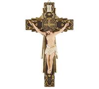 Croix murale fabriquée à la main très détaillée avec médaille de Saint Benoît de Nursie, décoration d'intérieur catholique à suspendre pour décoration intérieure, cadeaux de pendaison de crémaillère