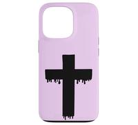 Croix Noire Kawaii Drippy Cross, Gurokaw Pastel Gothique esthétique Coque pour iPhone 13 Pro