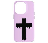 Croix Noire Kawaii Drippy Cross, Gurokaw Pastel Gothique esthétique Coque pour iPhone 14 Pro