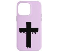 Croix Noire Kawaii Drippy Cross, Gurokaw Pastel Gothique esthétique Coque pour iPhone 14 Pro Max