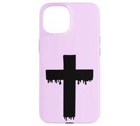 Croix Noire Kawaii Drippy Cross, Gurokaw Pastel Gothique esthétique Coque pour iPhone 15