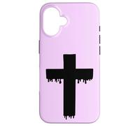 Croix Noire Kawaii Drippy Cross, Gurokaw Pastel Gothique esthétique Coque pour iPhone 16