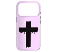 Croix Noire Kawaii Drippy Cross, Gurokaw Pastel Gothique esthétique Coque pour iPhone 17 Pro