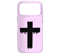 Croix Noire Kawaii Drippy Cross, Gurokaw Pastel Gothique esthétique Coque pour iPhone 17 Pro Max