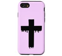 Croix Noire Kawaii Drippy Cross, Gurokaw Pastel Gothique esthétique Coque pour iPhone SE (2020) / 7/8