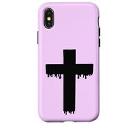 Croix Noire Kawaii Drippy Cross, Gurokaw Pastel Gothique esthétique Coque pour iPhone X/XS