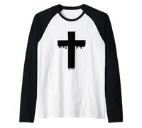 Croix Noire Kawaii Drippy Cross, Gurokaw Pastel Gothique esthétique Manche Raglan