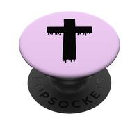 Croix Noire Kawaii Drippy Cross, Gurokaw Pastel Gothique esthétique PopSockets PopGrip Adhésif