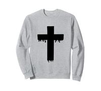 Croix Noire Kawaii Drippy Cross, Gurokaw Pastel Gothique esthétique Sweatshirt