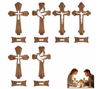 Croix Ornementale Creuse, Ensemble de six Crucifix en Bois - Décorations de Table Élégantes et Symboliques pour la Sainte Cène, Créations Catholiques Mémorables, Idéales pour Toute Célébration