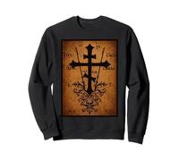 Croix orthodoxe Orientale crâne d'Adam Art chrétien Vintage Sweatshirt