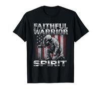 Croix Patriotique chrétienne croyant vétéran Drapeau américain T-Shirt